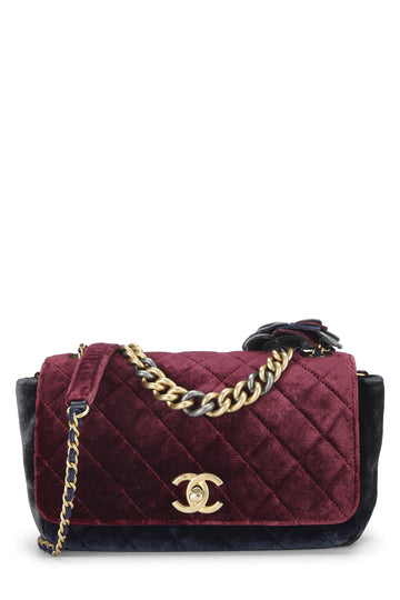 Chanel,  Paris-Cosmopolite Tricolor Velour Private Affair Camellia Flap Bag Medium, Multi