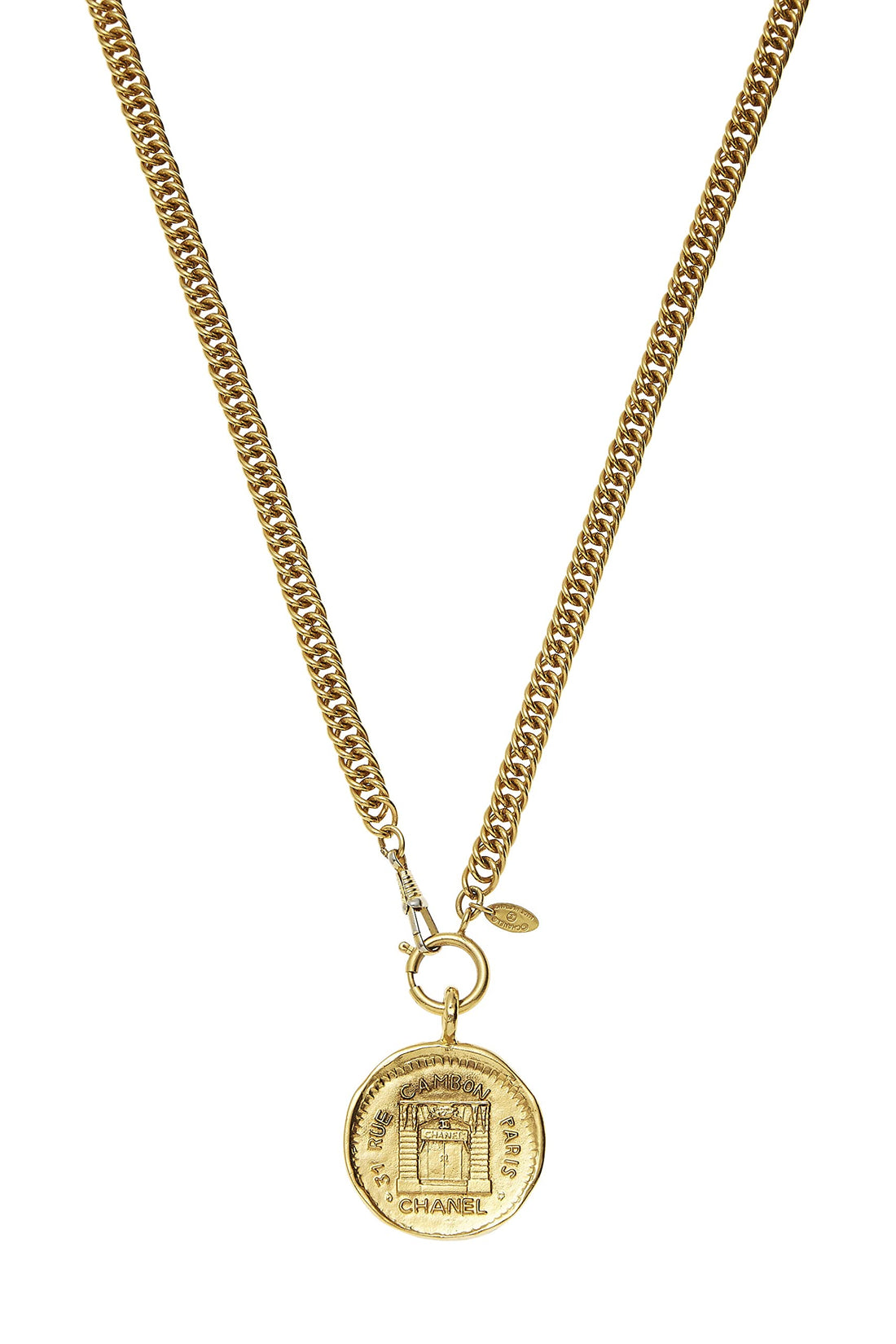 Chanel,  Gold Medallion Long Necklace, Gold