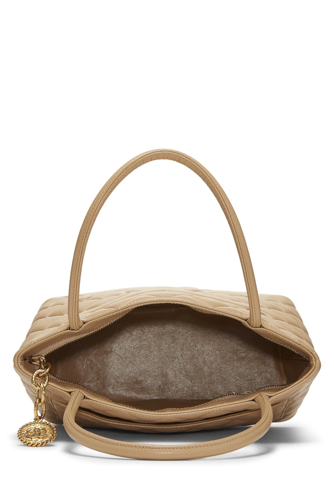 Chanel,  Beige Quilted Caviar Medallion Tote, Beige