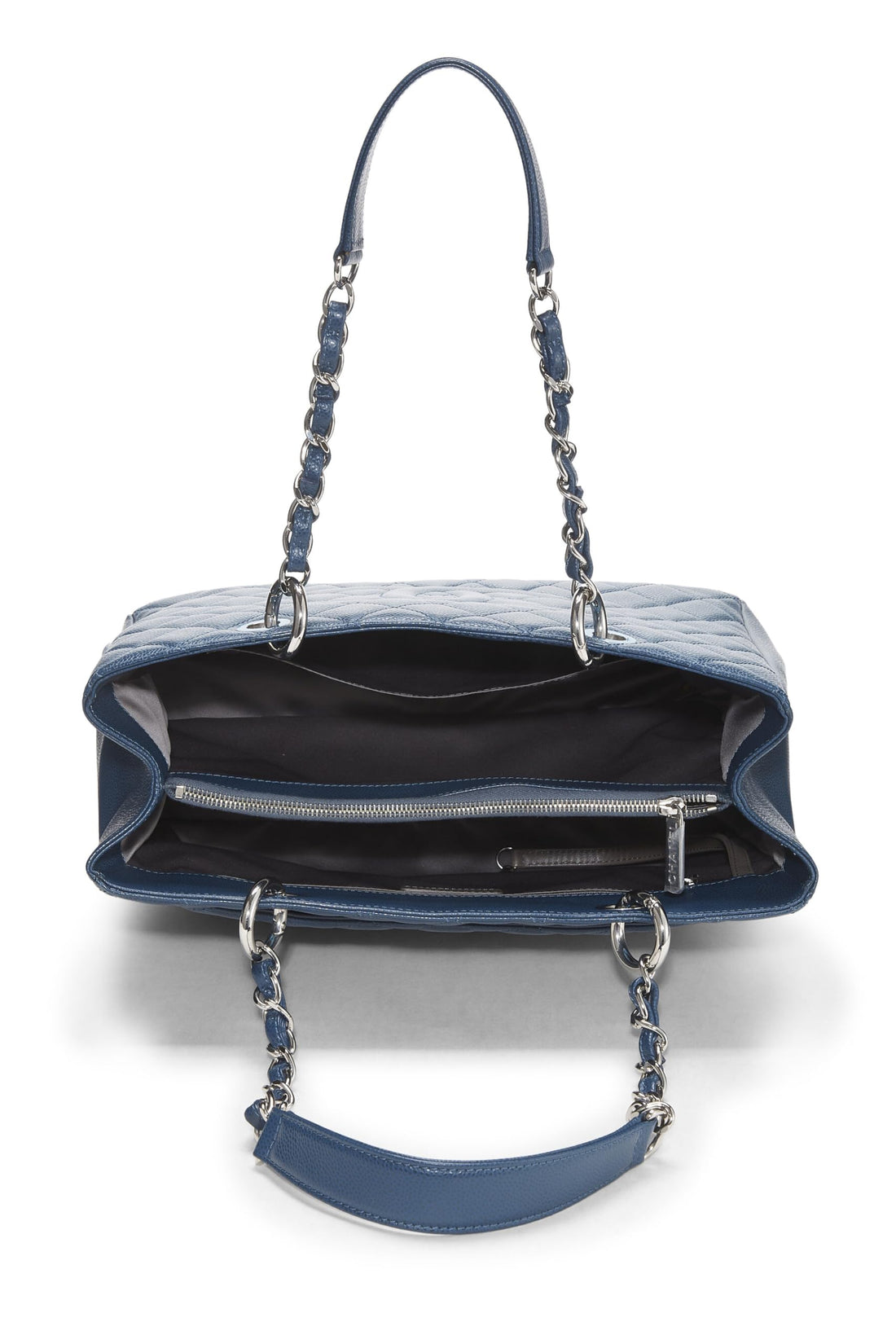 Chanel,  Beige Quilted Caviar Grand Shopping Tote (GST), Blue