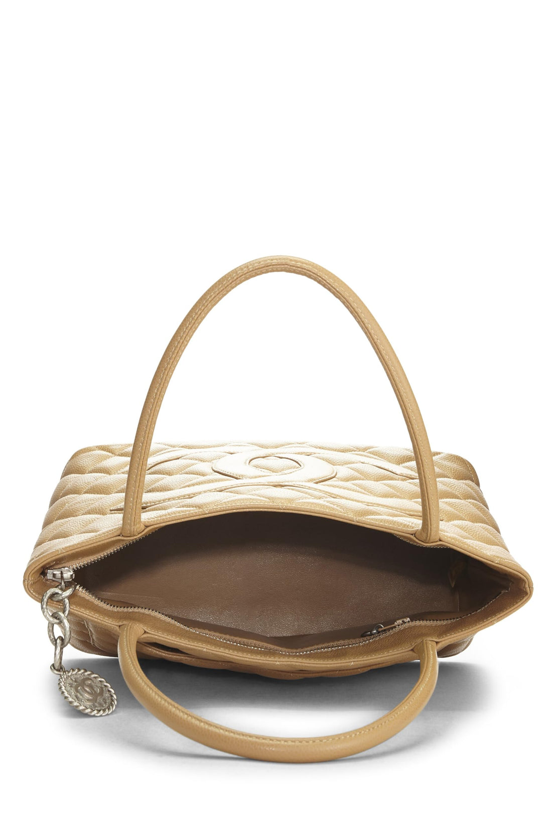 Chanel,  Beige Quilted Caviar Medallion Tote, Beige
