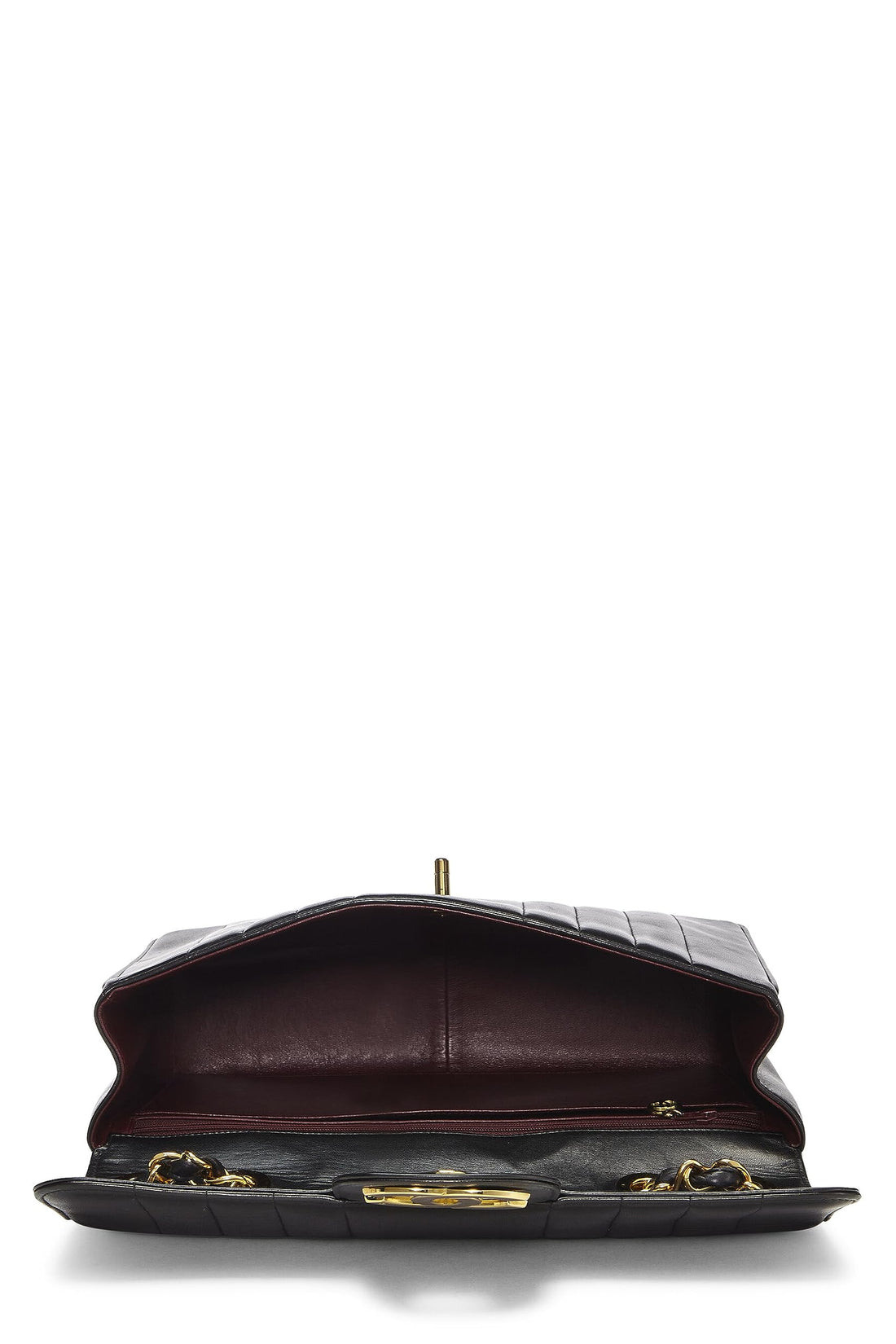 Chanel,  Black Vertical Lambskin Flap Jumbo, Black