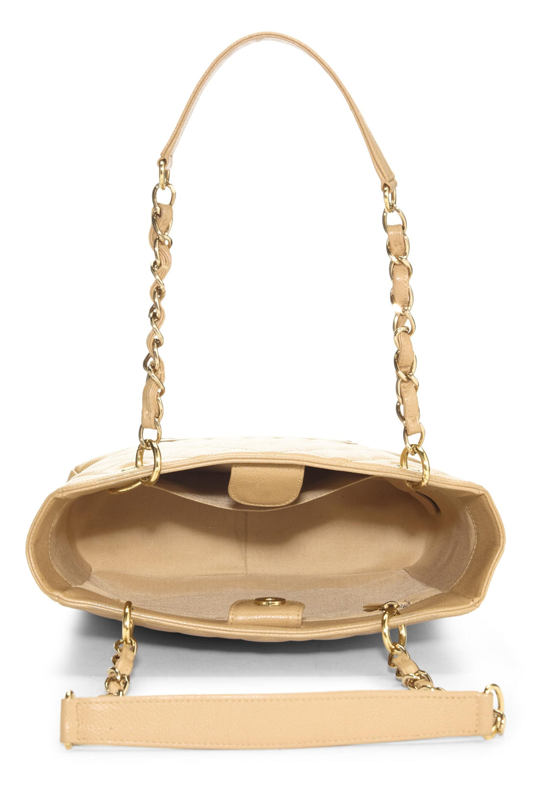 Chanel,  Beige Quilted Caviar Petite Shopping Tote (PST), Beige