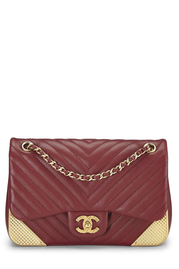 Chanel,  Paris-Cosmopolite Red Chevron Lambskin Rock the Corner Flap Bag Small, Red