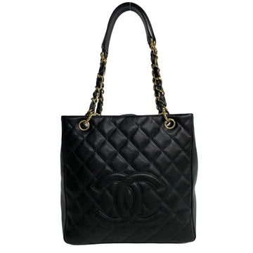 CHANEL Tote Bag Matt caviar skin black Matrasse