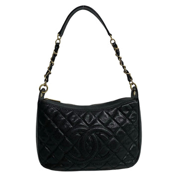 CHANEL Shoulder Bag Matt caviar skin black Matrasse