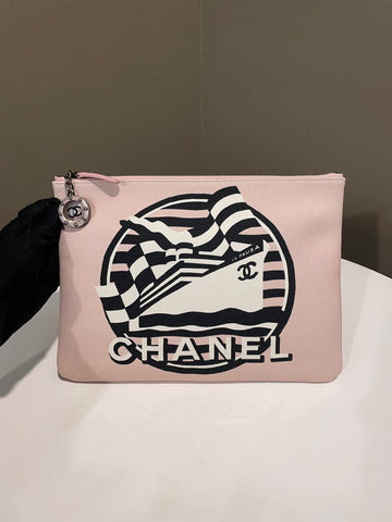 Chanel La Pausa Bay Pouch OCase Light Pink Canvas