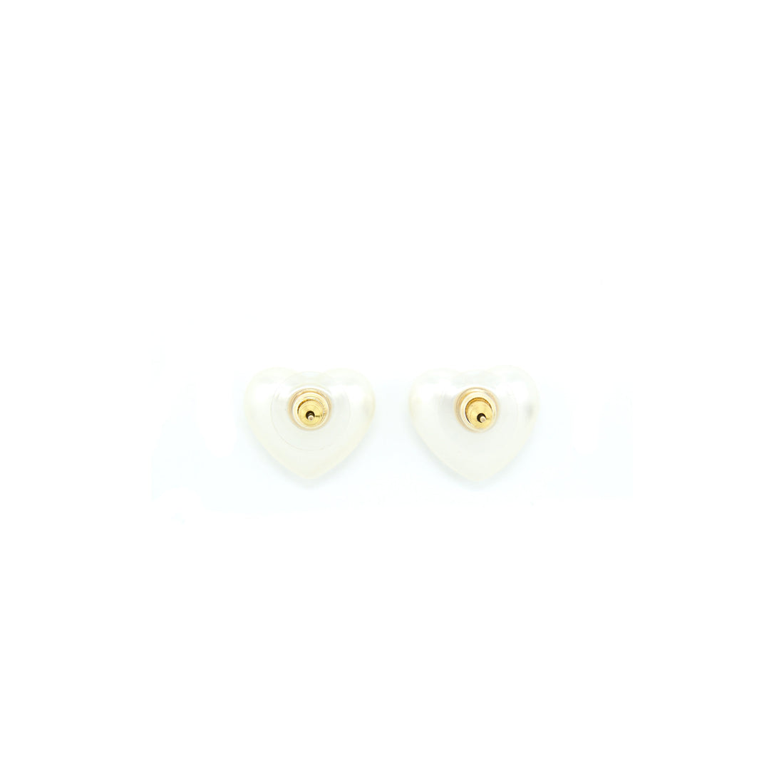 Chanel Heart Pearl Earrings With Crystals Light Gold