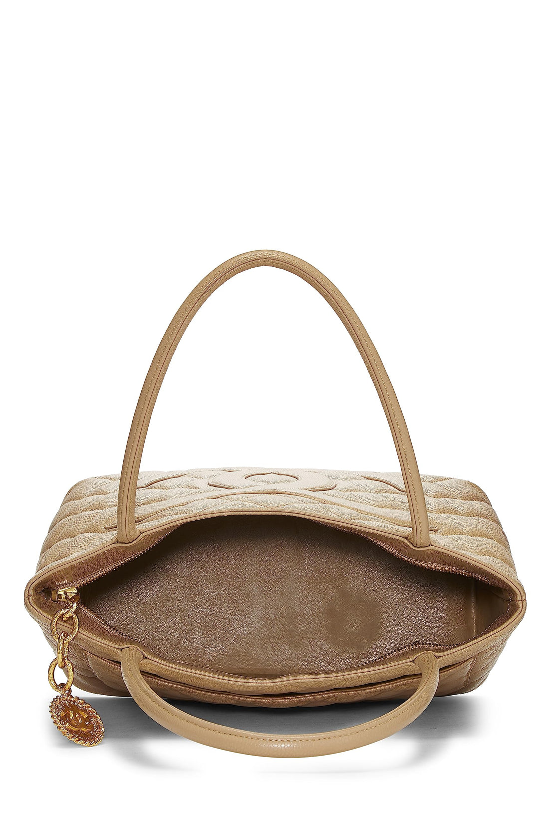 Chanel,  Beige Quilted Caviar Medallion Tote, Beige