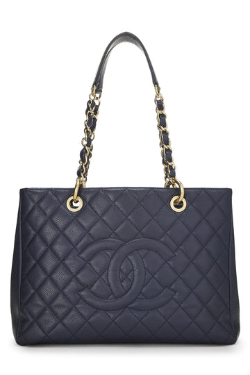 Chanel,  Blue Quilted Caviar Grand Shopping Tote (GST), Blue