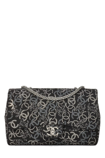 Chanel,  Paris-Shanghai Black Tweed Crystal 'CC' Half Flap Jumbo, Black