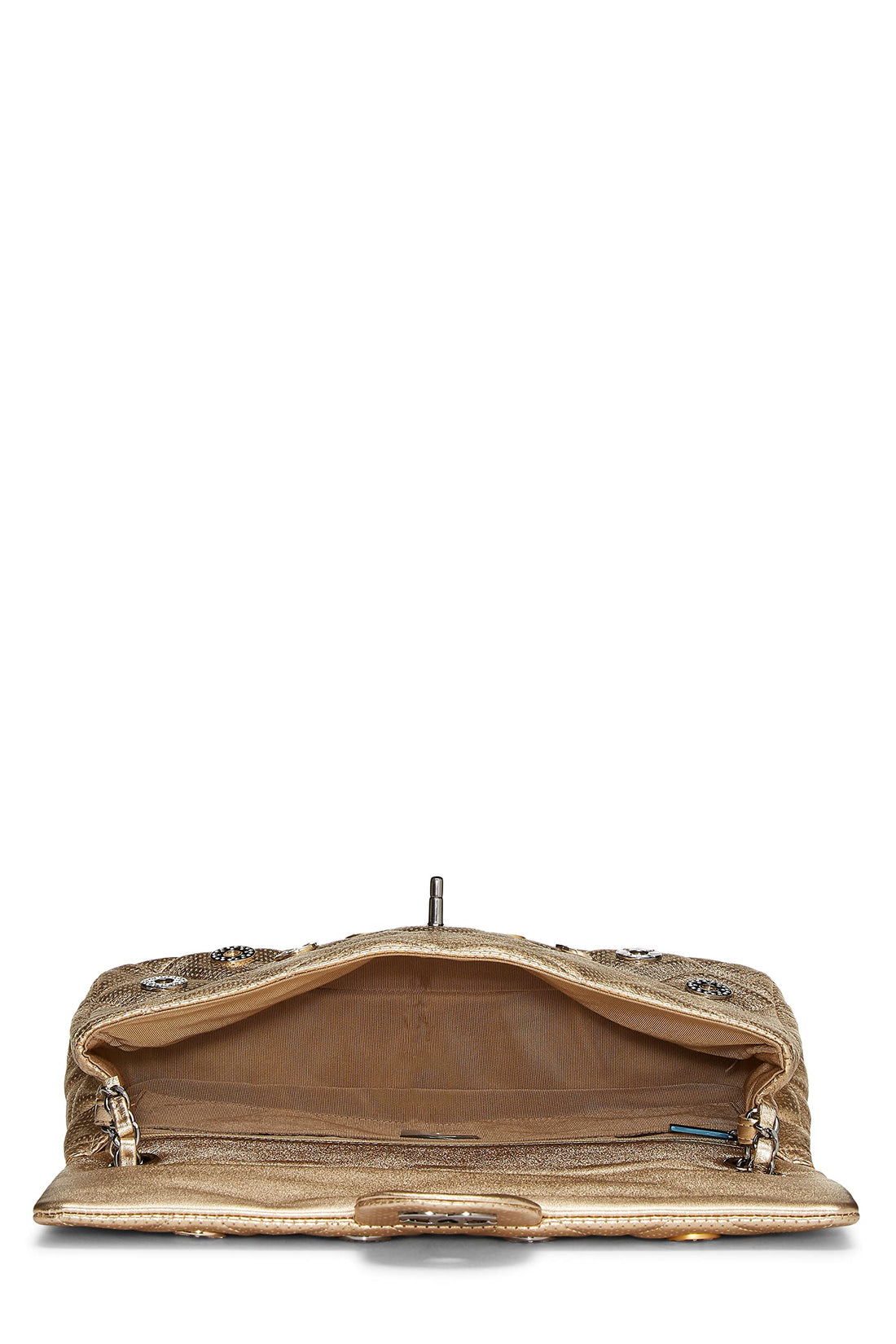 Chanel,  Paris-Dubai Gold Perforated Leather Medals Flap Jumbo, Gold