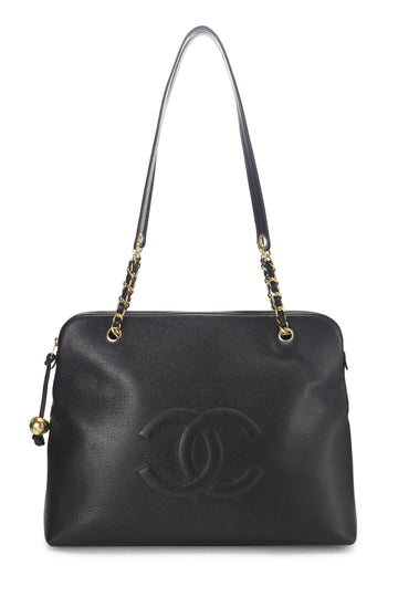Chanel,  Black Caviar Zip Tote Large, Black