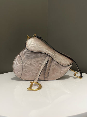 Dior Saddle Bag Rose Gold Exotic Lizard