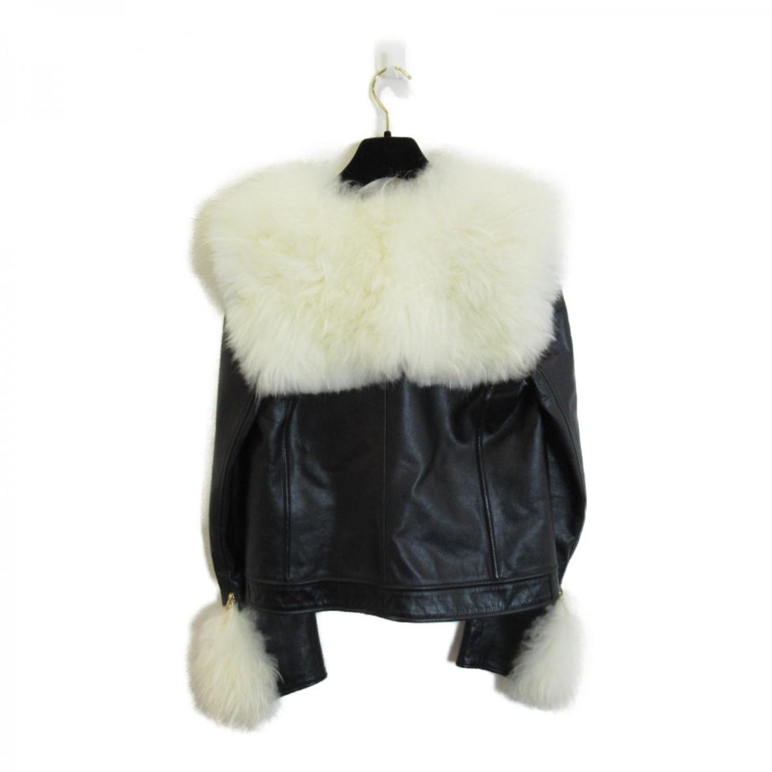 Chanel Fur Leather Biker Jacket, 36