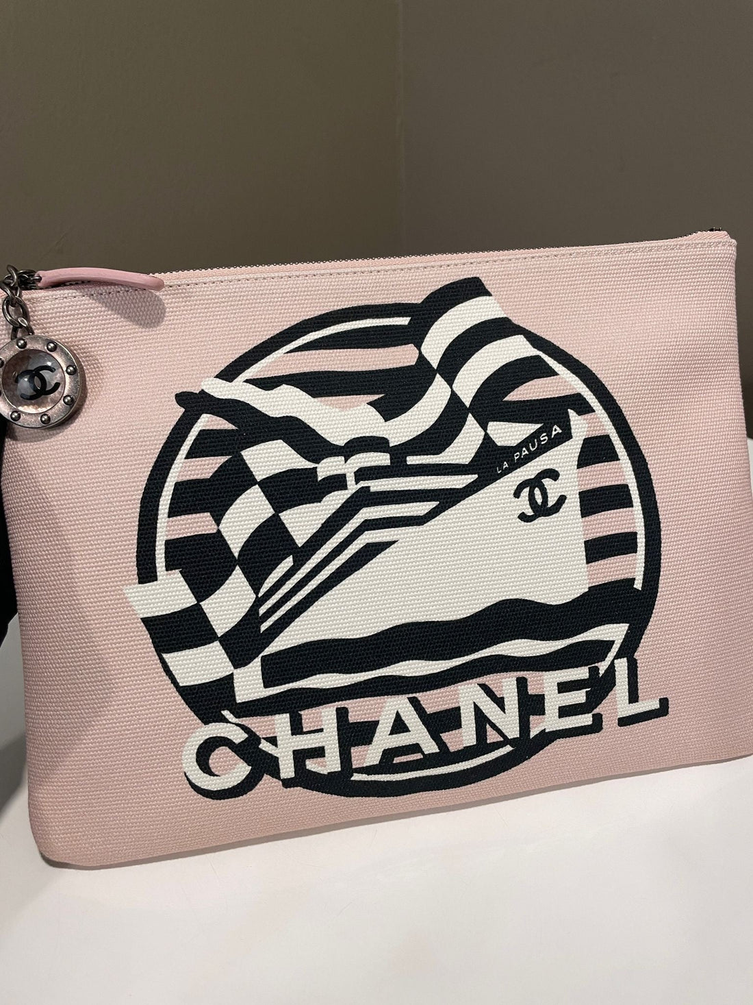 Chanel La Pausa Bay Pouch OCase Light Pink Canvas