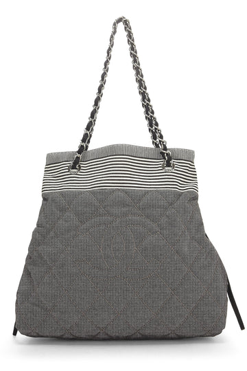 Chanel,  Black Denim 'CC' Bon Bon Tote Medium, Black