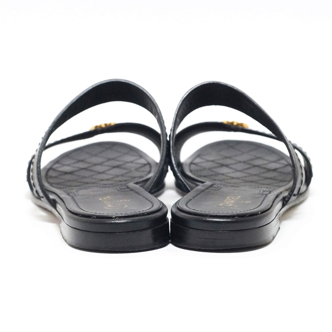 Chanel CC Black Sandals, 37.5