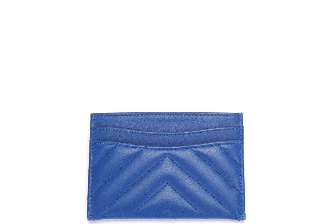 CHANEL BLUE CHEVRON LAMBSKIN  HOLDER (2716xxxx), GHW, WITH , DUST COVER & BOX
