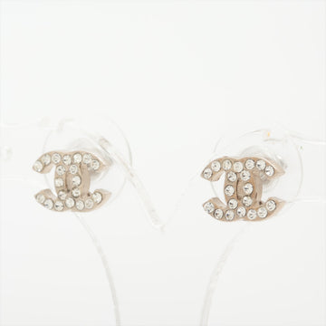 Chanel Coco Logo Rhinestone Silver Stud Earrings Costume Jewellery
