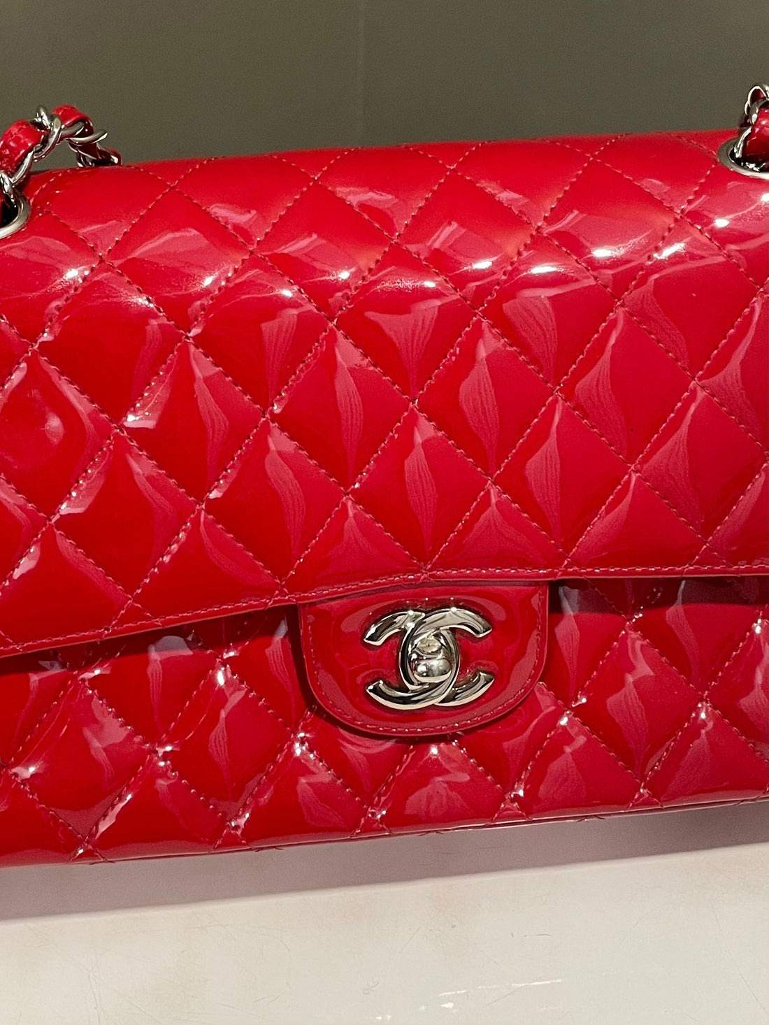 Chanel Classic Quilted Medium Double Flap Red Patent