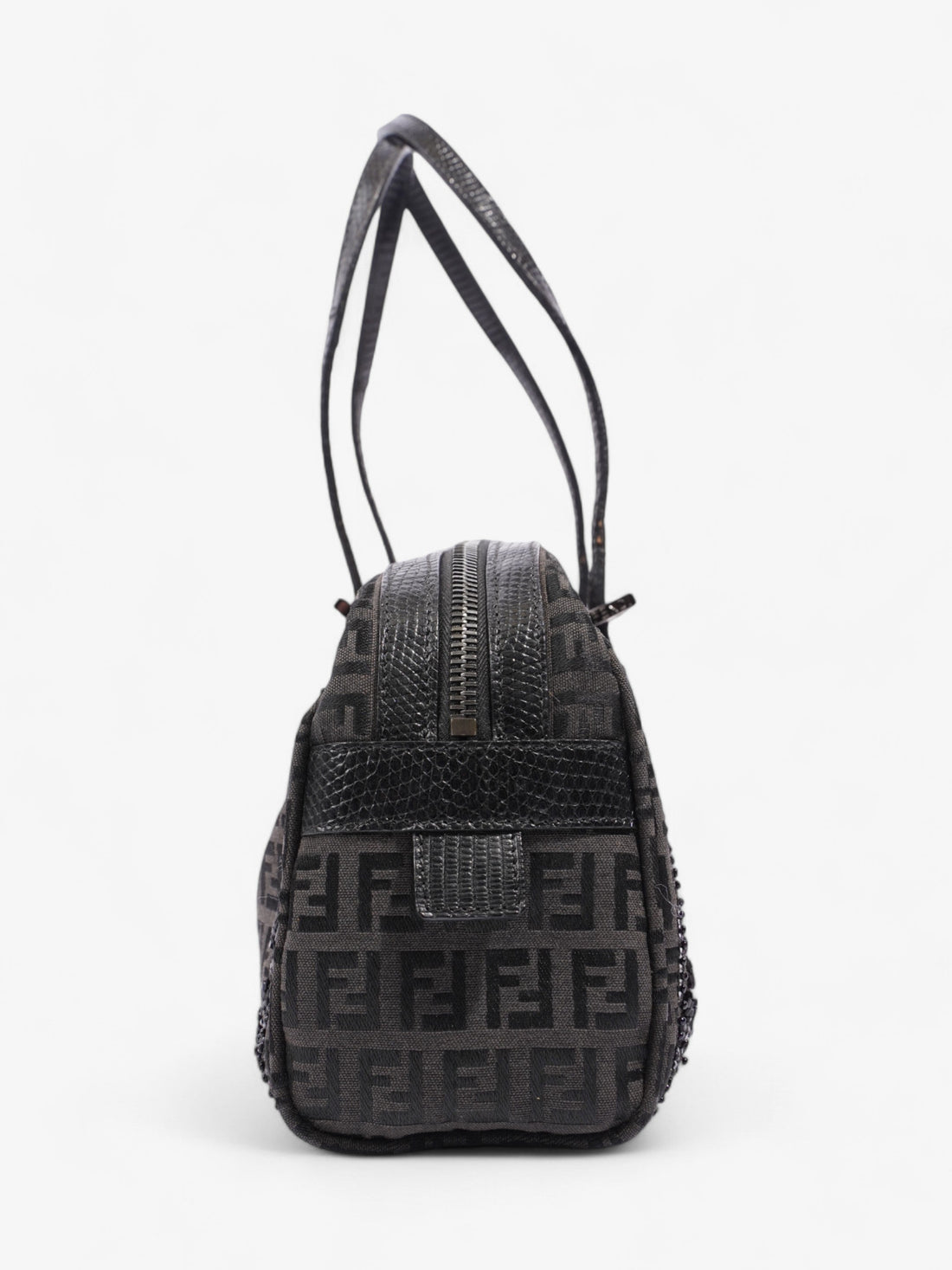 Fendi Embellished Bowler Bag Black Zucca Canvas