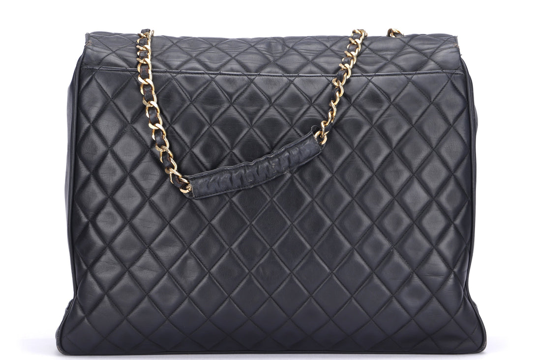 CHANEL   BLACK COLOR LAMBSKIN GOLD HARDWARE SHOULDER BAG (152xxxx) WIDTH 40CM, WITH DUST COVER, NO