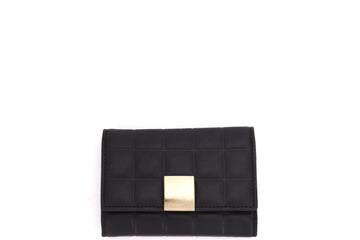 CHANEL   BLACK COLOR LAMBSKIN CHECKED GHW KEY HOLDER (727xxxx), WITH BOX, NO