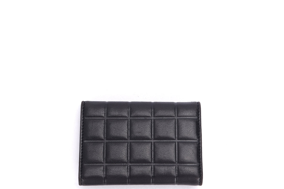 CHANEL   BLACK COLOR LAMBSKIN CHECKED GHW KEY HOLDER (727xxxx), WITH BOX, NO
