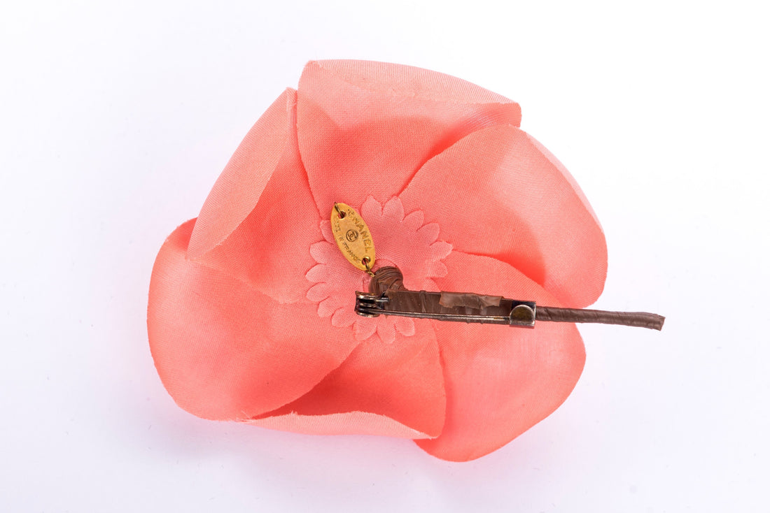 Chanel Camellia Brooch Peach Color Fabric, no Box