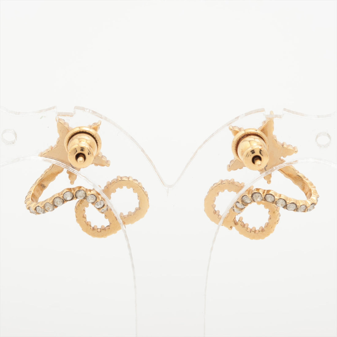 Christian Dior CD Star Gold Rhinestone Earrings Costume Jewellery