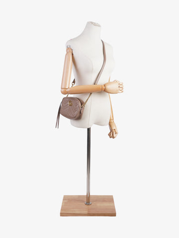 Gucci GG Marmont Taupe Matelasse Leather Mini