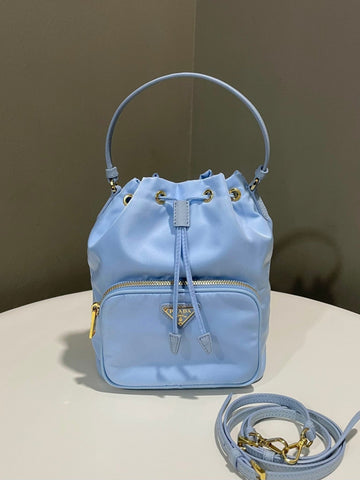Prada Duet Re-Nylon Bucket Bag Baby Blue