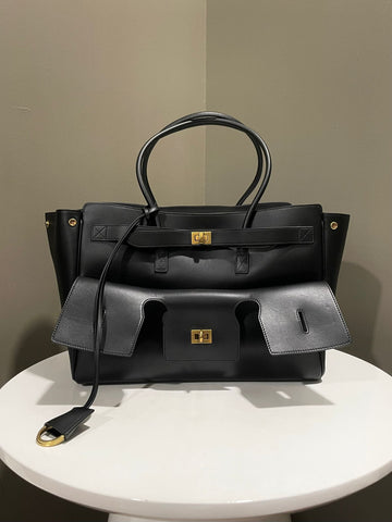 Balenciaga Bel Air Carry All Bag Medium  Black Calfskin