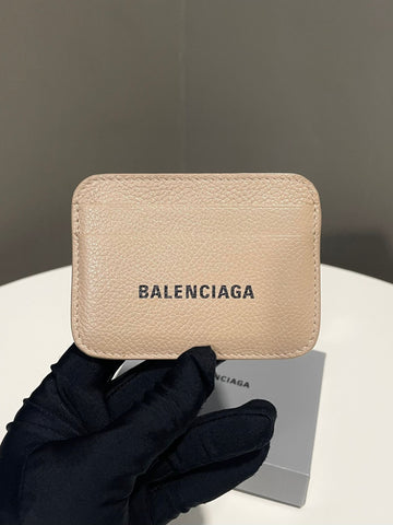 Balenciaga Cash Card Holder Beige Grained Calfskin