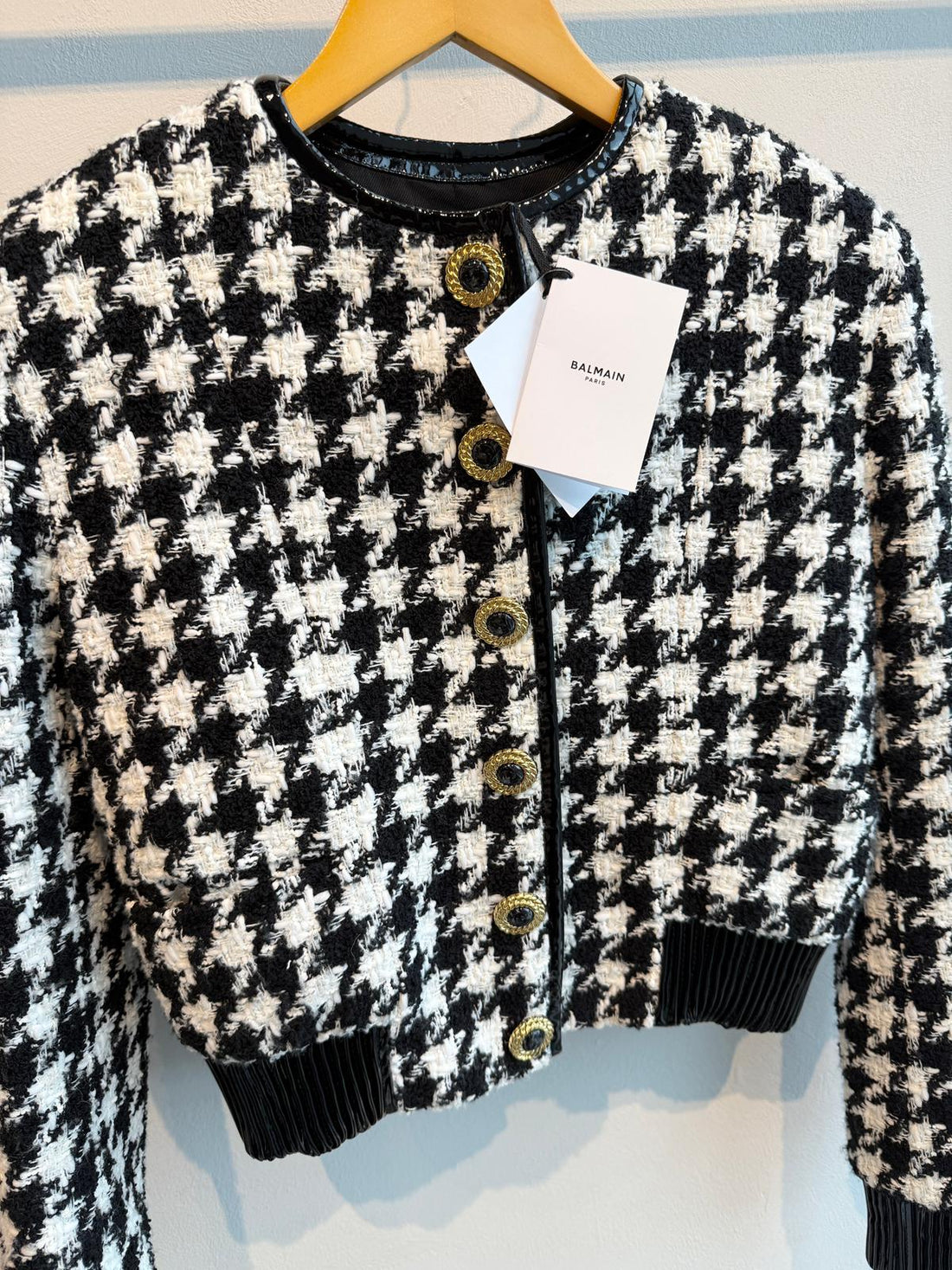 Balmain Houndstooth Tweed Jacket Black / White