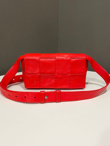 Bottega Cassette Belt Bag Vermilion Red Calfskin