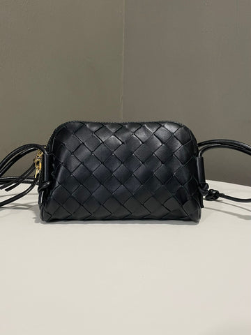 Bottega Veneta Concert Pouch Black Intrecciato Leather