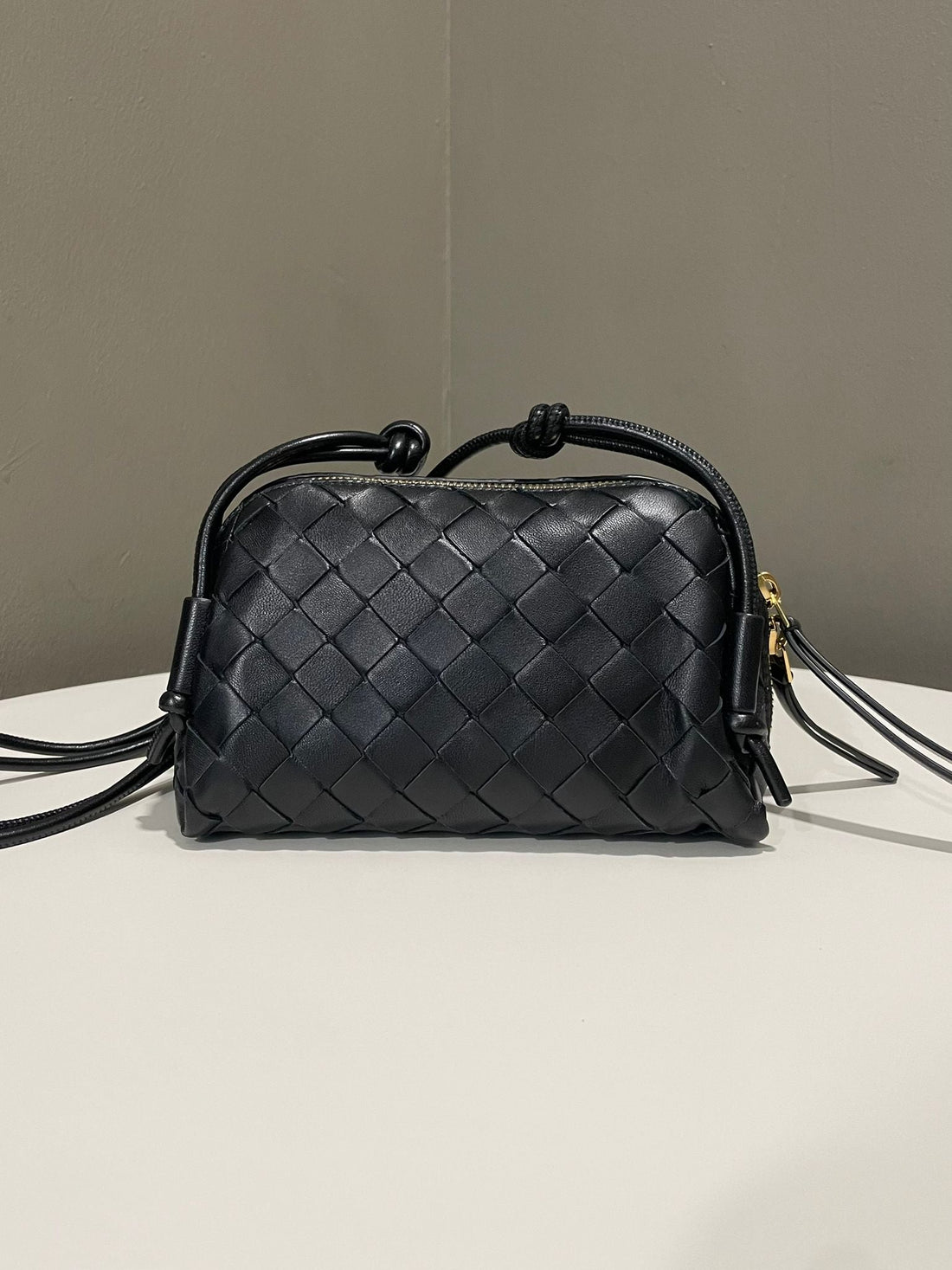 Bottega Veneta Concert Pouch Black Intrecciato Leather
