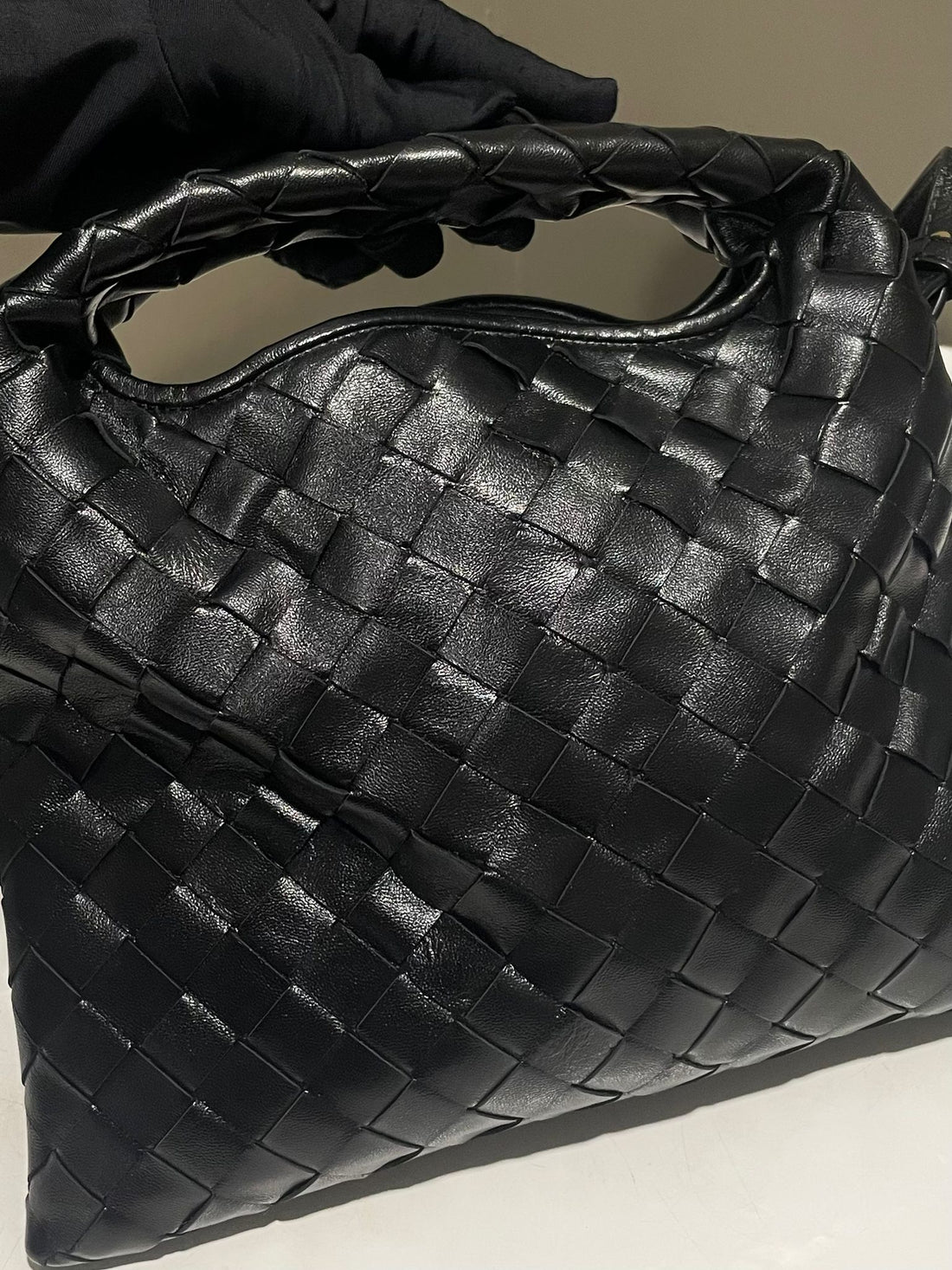 Bottega Veneta Mini Hop Black Intrecciato Leather