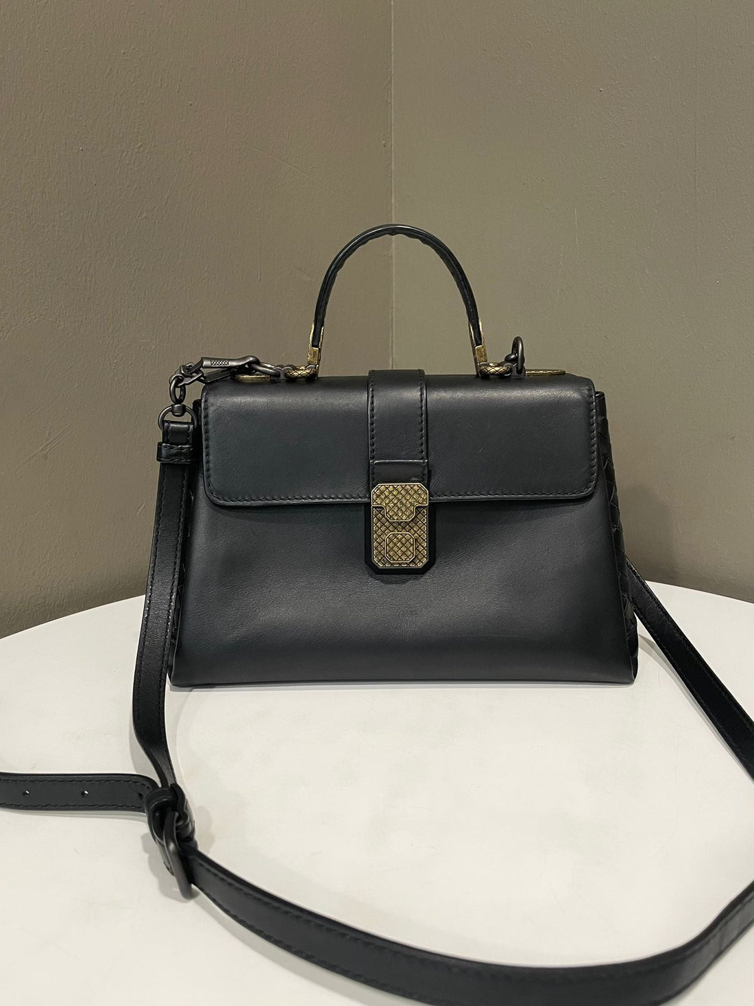 Bottega Veneta Mini Piazza Bag Black Calf Brunito