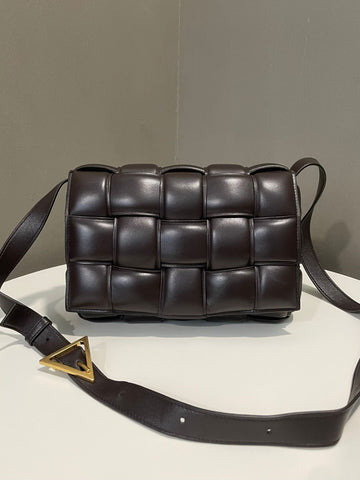 Bottega Veneta Padded Cassette Dark Brown Intrecciato Leather