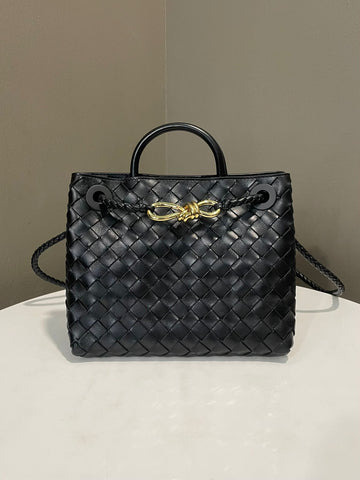 Bottega Veneta Small Andiamo  Black Intrecciato Leather