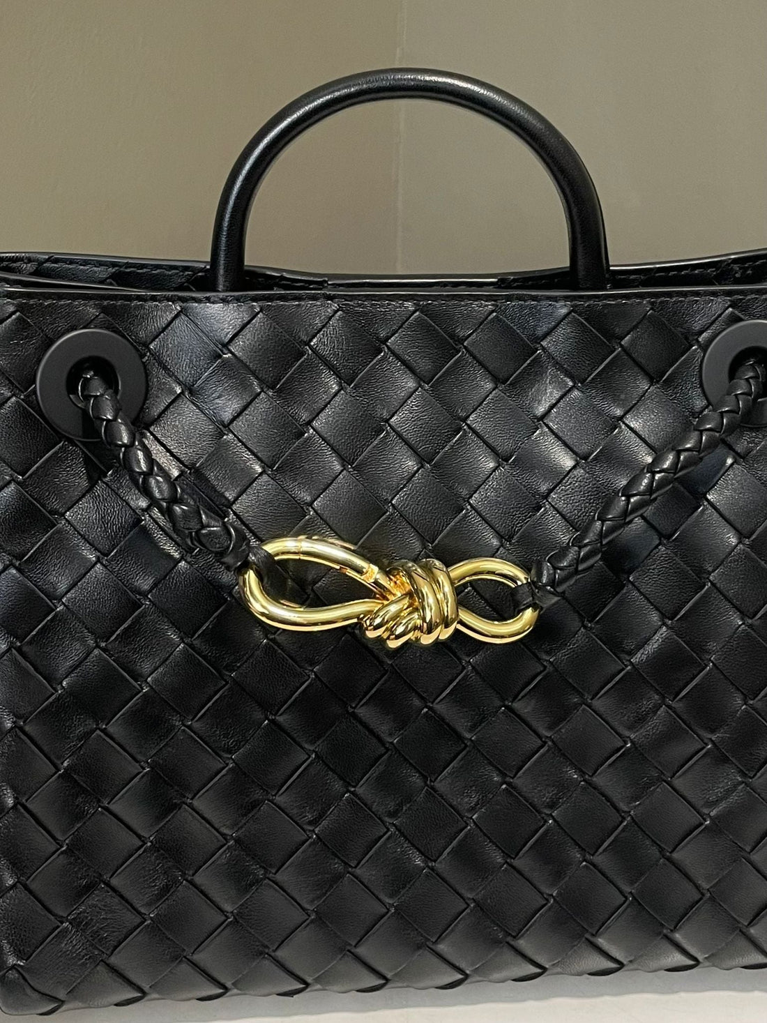 Bottega Veneta Small Andiamo  Black Intrecciato Leather