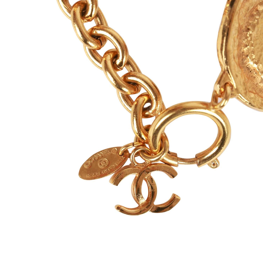 Chanel   Gold, Green and Red Gripoix Medallion Bracelet