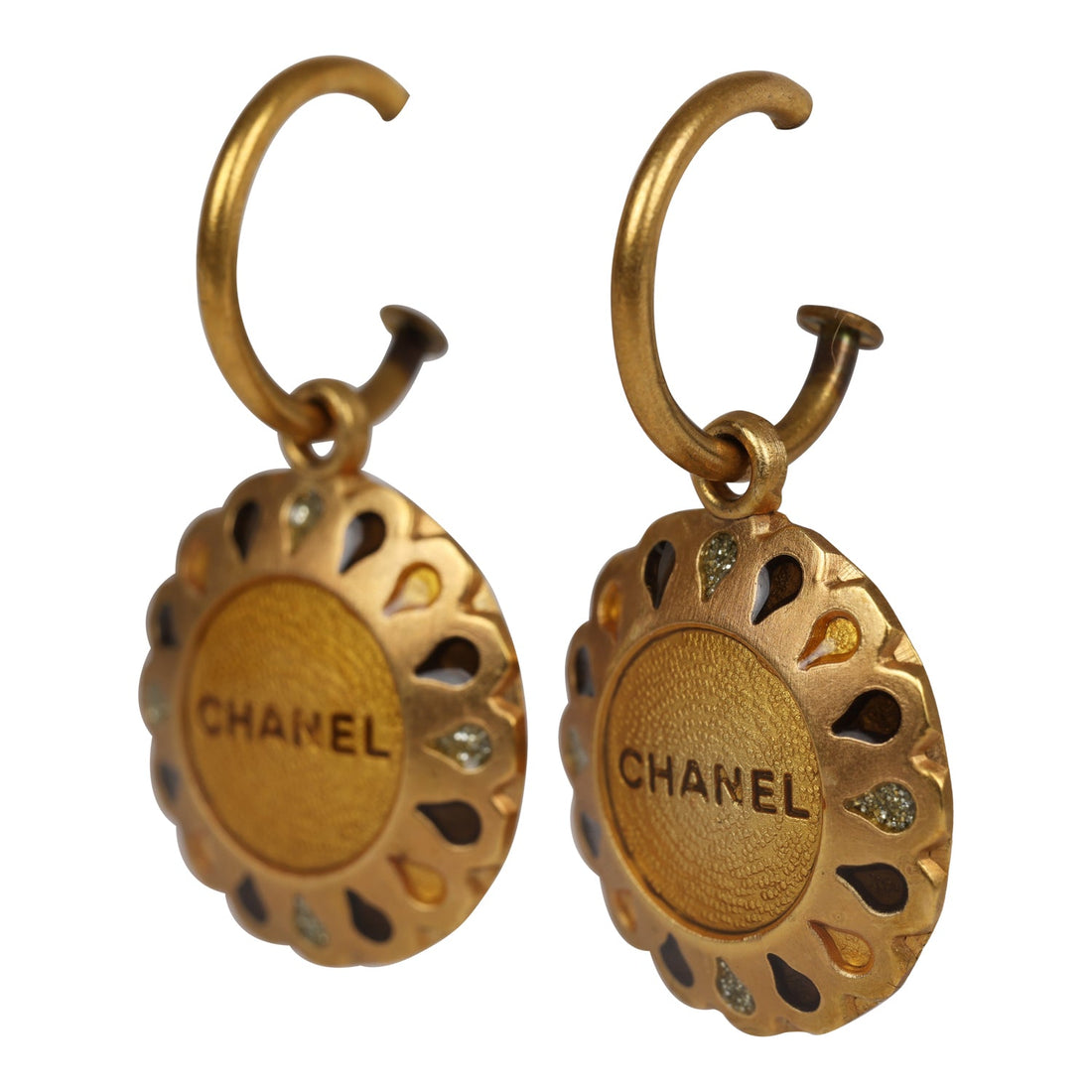 Chanel   Swing Gold Metal Logo Earrings