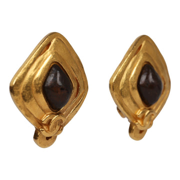 Chanel   Abstract Stone and Gold Metal Earrings