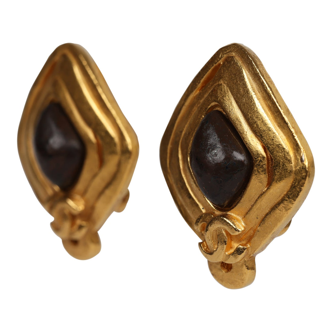 Chanel   Abstract Stone and Gold Metal Earrings