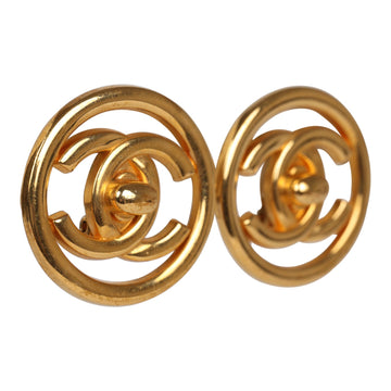 Chanel   24K Gold Plated CC Circle Turnlock Earrings
