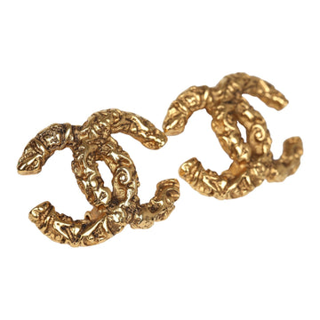 Chanel   24K Gold Plated Florentine CC Earrings